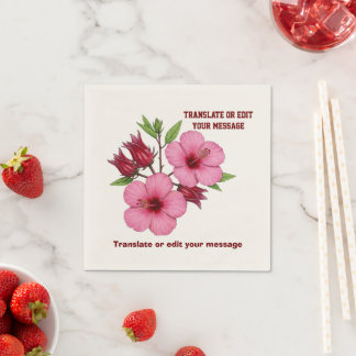 Vintage Botanical Hibiscus Flower edit Napkin