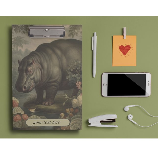 Vintage Botanical Hippo, customisable  Clipboard (Creator Uploaded)