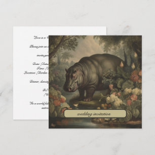 Vintage Botanical Hippo, customisable  Invitation