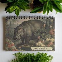 Vintage Botanical Hippo, customisable 