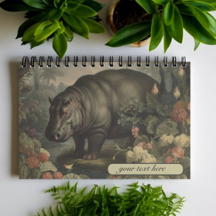 Vintage botanical hippo, customisable  notebook