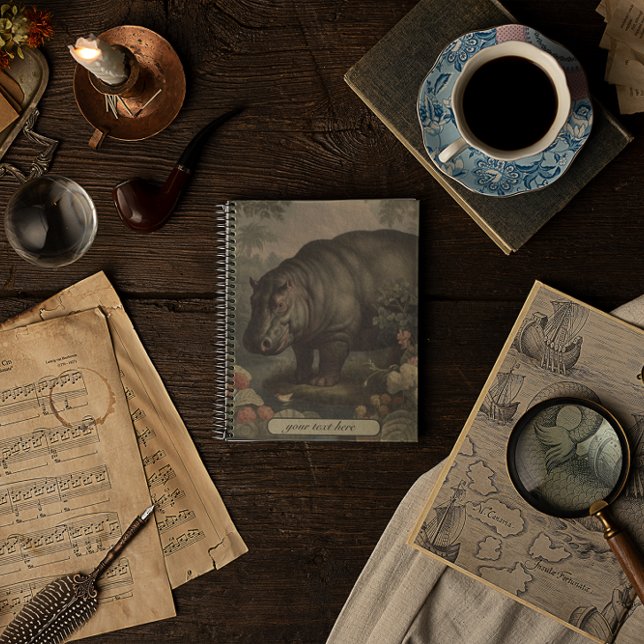 Vintage Botanical Hippo, customisable  Notebook (Creator Uploaded)
