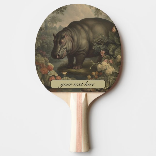 Vintage Botanical Hippo, customisable  Ping Pong Paddle (Front)