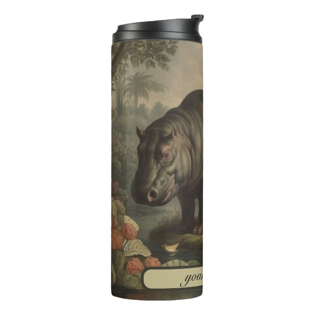 Vintage Botanical Hippo, customisable  Thermal Tumbler (Rotated Left)