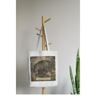 Vintage Botanical Hippo, customisable Tote Bag