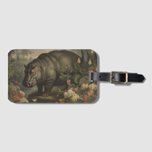 Vintage Botanical Hippo  Luggage Tag
