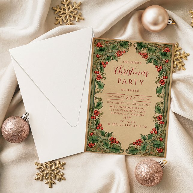 Vintage Botanical Holiday Invitation (Creator Uploaded)