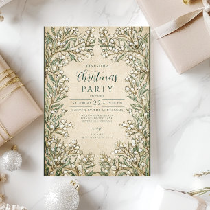 Vintage Botanical Holly Christmas Invitation