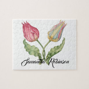 Vintage botanical illustration flower Tulip Jigsaw Puzzle