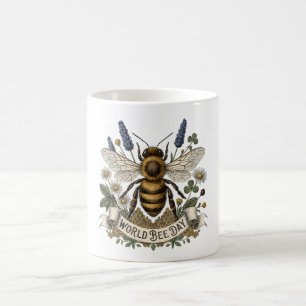 Vintage Botanical Illustration for World Bee Day Coffee Mug