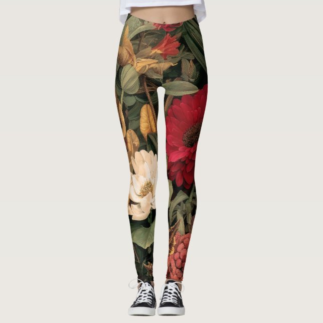 Vintage Botanical Illustration Leggings (Front)
