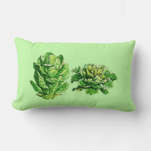 Vintage Botanical Illustration, Lettuce Lumbar Cushion