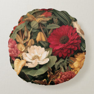 Vintage Botanical Illustration Round Cushion