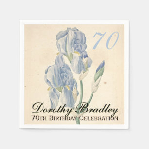 Vintage Botanical Irises 70th Birthday Party PN Napkin