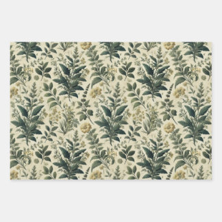 Vintage Botanical Ivory/Sage Wrap Decoupage Papers Wrapping Paper Sheet
