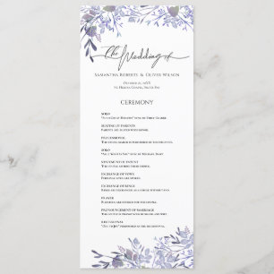 Vintage Botanical Lavender Wedding Program