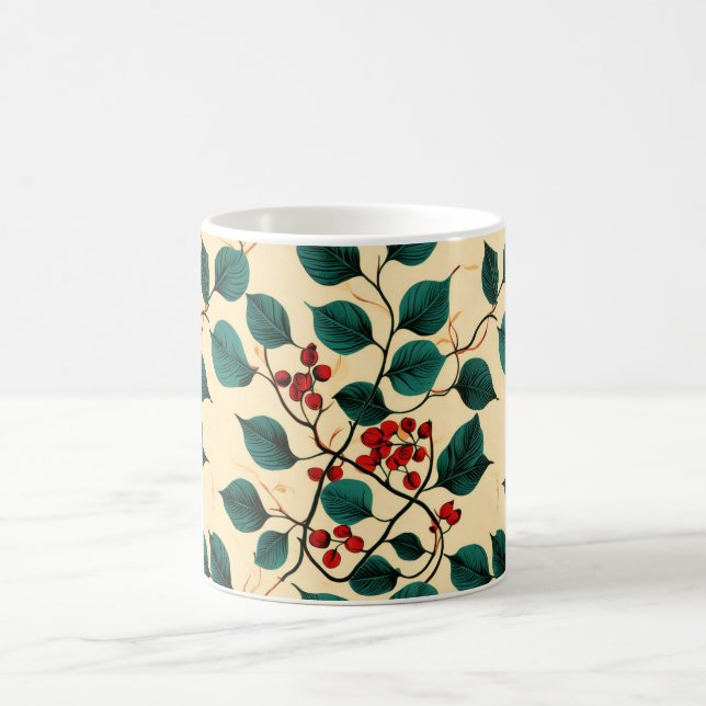 Vintage Botanical Leaf Pattern Mug Desig (Center)