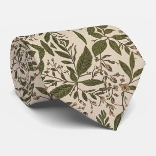 Vintage Botanical Leaf  Tie