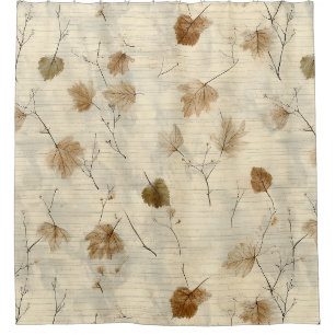 Vintage Botanical Leaves in Warm Autumn Colours Shower Curtain