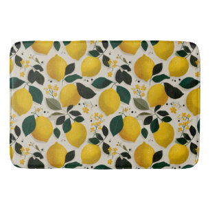 Vintage Botanical Lemon Seamless Pattern Bath Mat