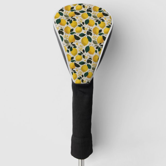 Vintage Botanical Lemon Seamless Pattern Golf Head Cover (Front)