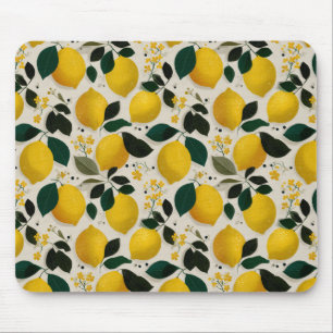 Vintage Botanical Lemon Seamless Pattern Mouse Pad