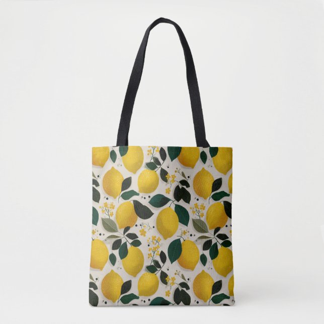 Vintage Botanical Lemon Seamless Pattern Tote Bag (Front)