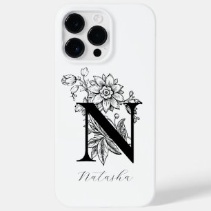 Vintage Botanical Letter N Monogram Name Case-Mate iPhone 14 Pro Max Case