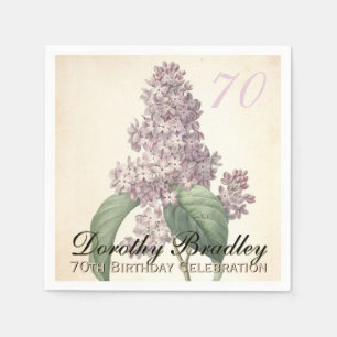 Vintage Botanical Lilac 70th Birthday Party PN Napkin