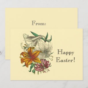 Vintage Botanical Lilies Floral Happy Easter Holiday Card