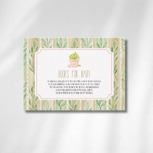 Vintage Botanical Matcha Plant Books For Baby Enclosure Card