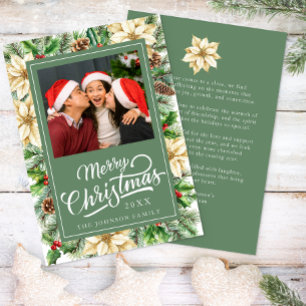 Vintage Botanical Merry Christmas Photo Card