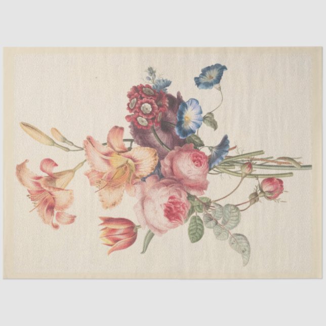 Vintage Botanical Modern Popular Floral Tissue Paper (Front)
