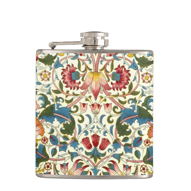 Vintage Botanical Morris Design Hip Flask (Front)
