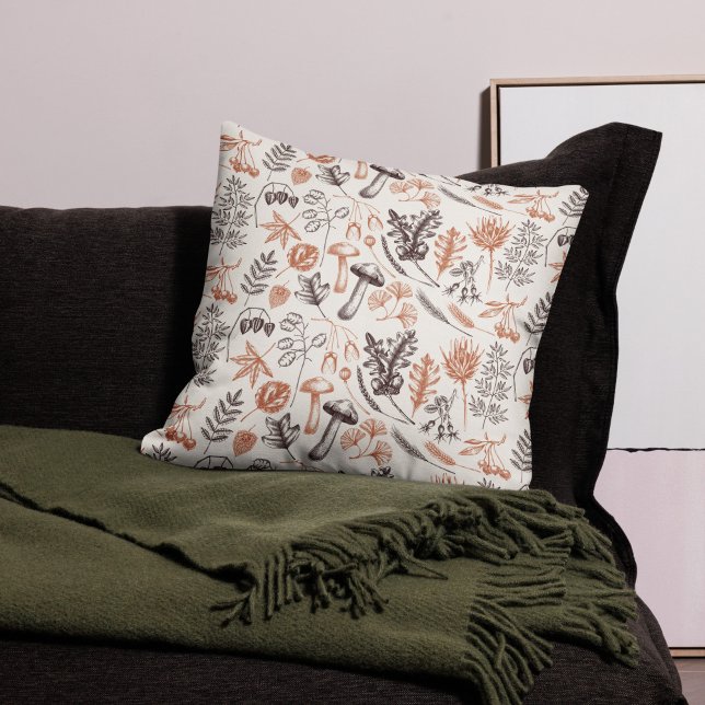 Vintage Botanical Mushroom Fall  Cushion (Creator Uploaded)