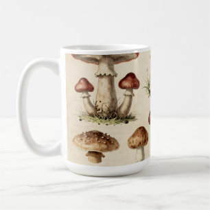 Vintage Botanical Mushroom Fern Collage Coffee Mug