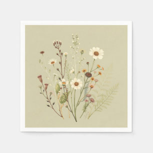 Vintage Botanical of Wildflowers and Ferns Napkin