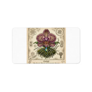 Vintage Botanical Orchid Flower Sticker Label Art