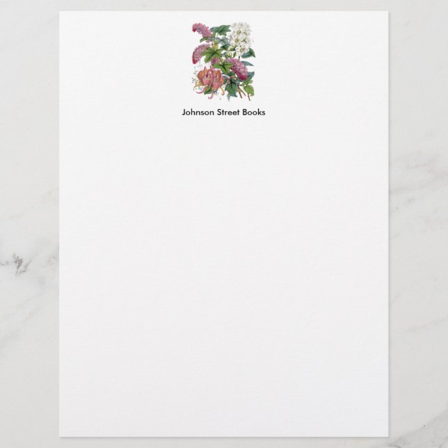 Vintage Botanical Page Personalized Letterhead (Front)