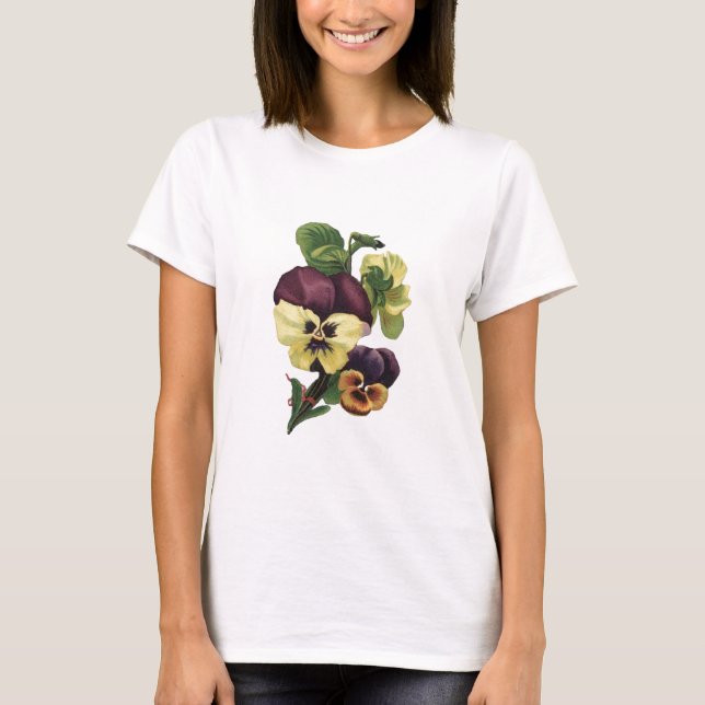 Vintage Botanical - Pansies in Bloom, T-Shirt (Front)