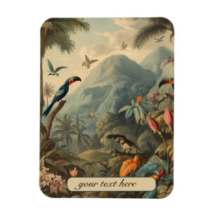 Vintage botanical parrots, customisable  magnet