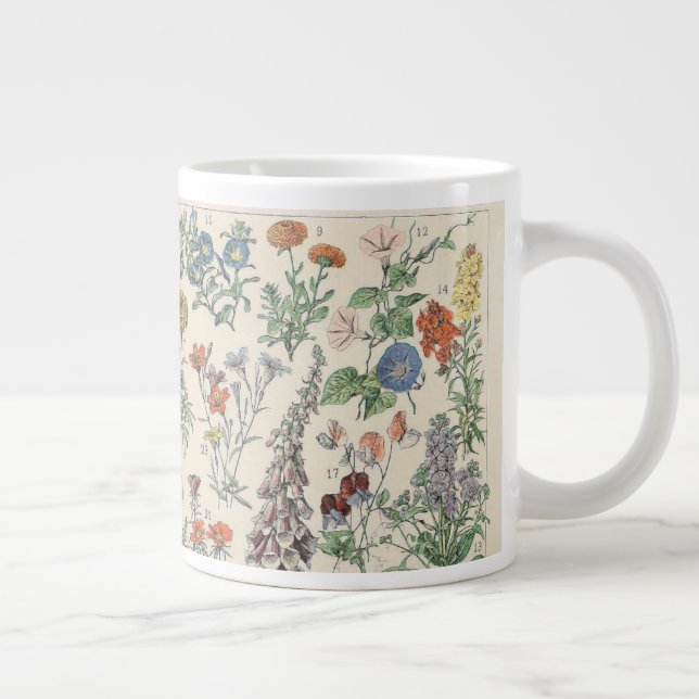 Vintage Botanical Pattern Large Coffee Mug (Right)