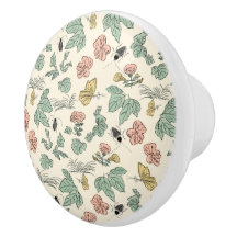 Vintage Botanical Pattern with Butterflies and Bee