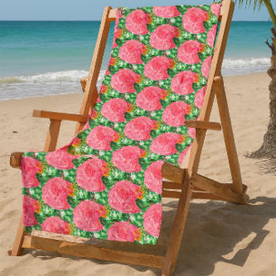 Vintage Botanical / Pink Rose Floral  Beach Towel