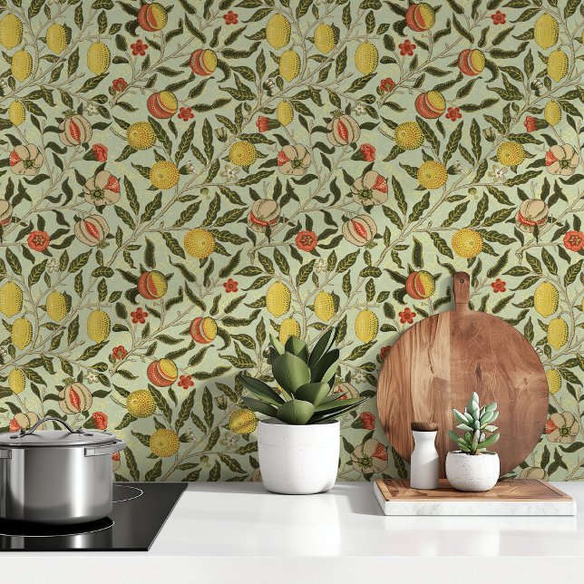 Vintage Botanical Pomegranate Citrus Teal Blue Wallpaper (Creator Uploaded)