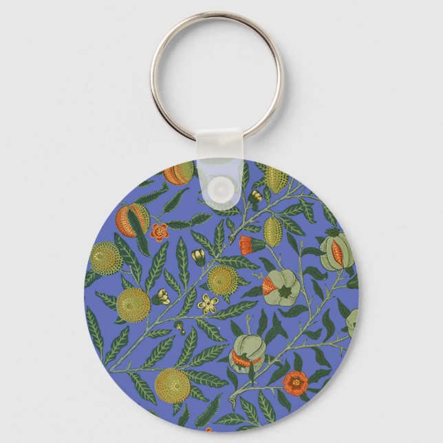 Vintage Botanical Pomegranate Pattern Wallpaper Key Ring (Front)