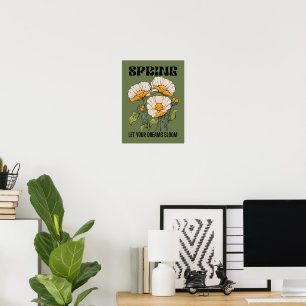 Vintage botanical print with a wildflower spring
