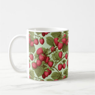 Vintage Botanical Raspberry Pattern Ceramic Mug