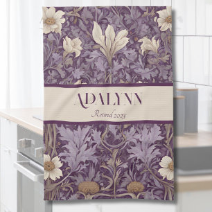 Vintage Botanical Retirement Gifts for Mom Violet Tea Towel