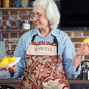 Vintage Botanical Retirement Gifts for Mum Red Apron
